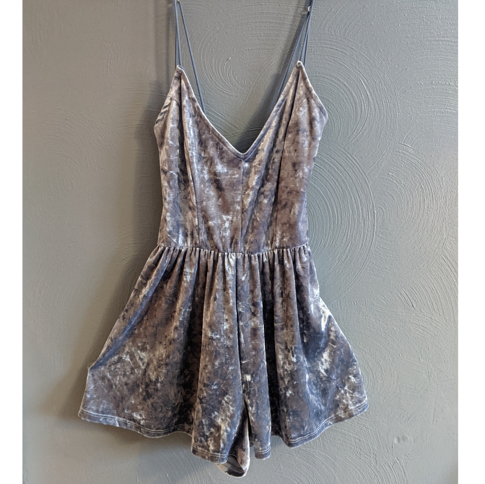 PAC SUN | L.A. Hearts Baby Blue Crushed Velvet Romper